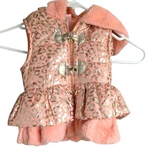 Little Lass Pink and Gold Leopard Print Vest 18 Month Girls